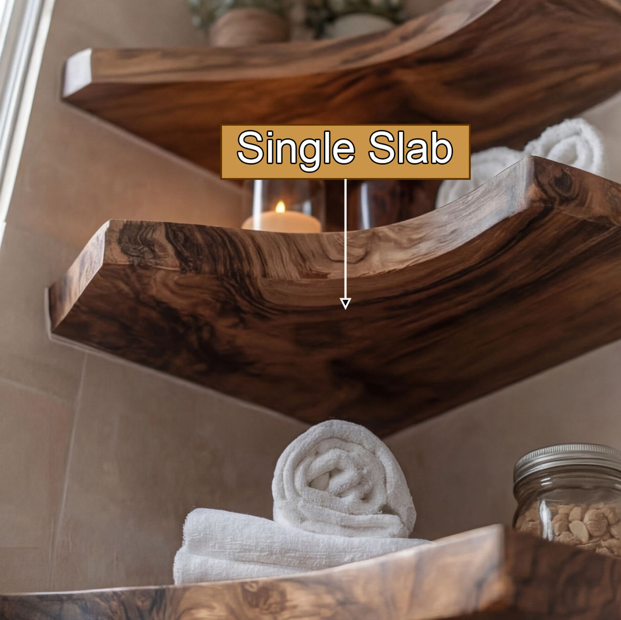 Brivon Live Edge Solid Wood Floating Shelf SPA253512 - Timberustic Floating Shelf