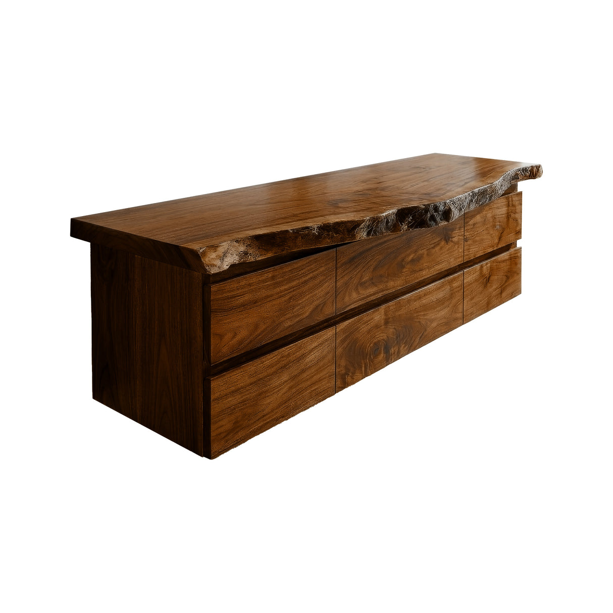 Velmora Live Edge Solid Wood Floating Bathroom Vanity with Drawers Brown - Timberustic Floating Bathroom Vanity With Drawers