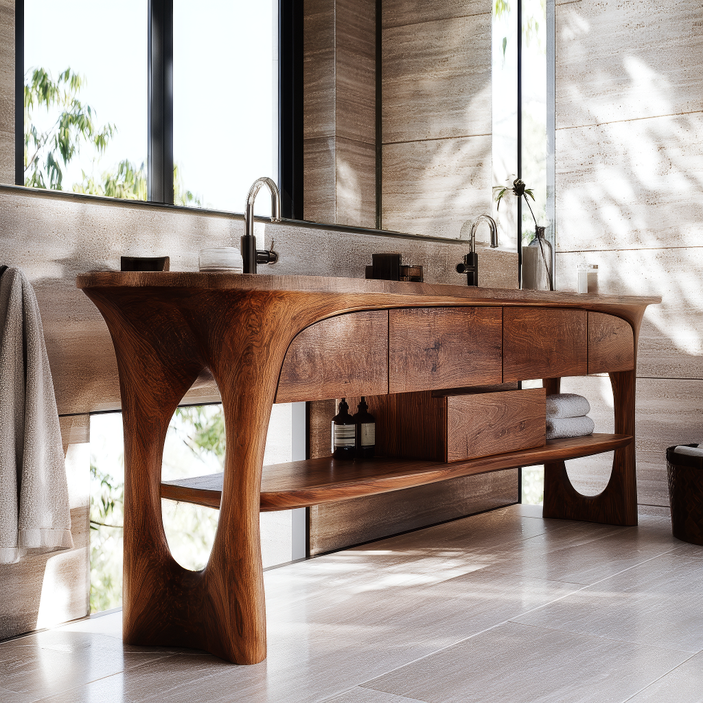 Caelion Sculpted Solid Wood Freestanding Bathroom Vanity with Drawers - Timberustic Freestanding Bathroom Vanity with Drawers