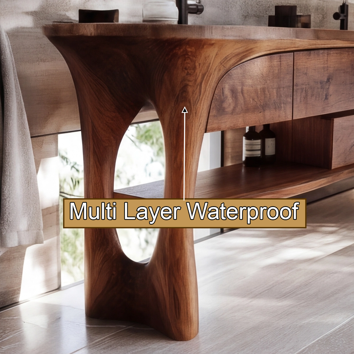 Caelion Sculpted Solid Wood Freestanding Bathroom Vanity with Drawers - Timberustic Freestanding Bathroom Vanity with Drawers