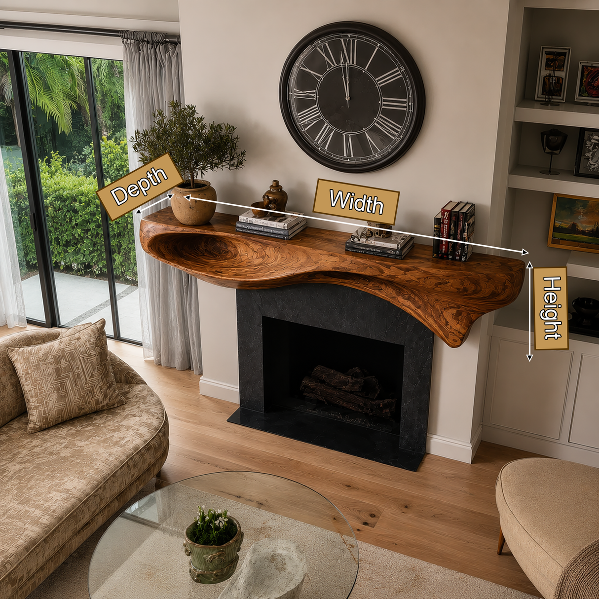 Caelith Handcrafted Fireplace Mantel Shelf SPA787211