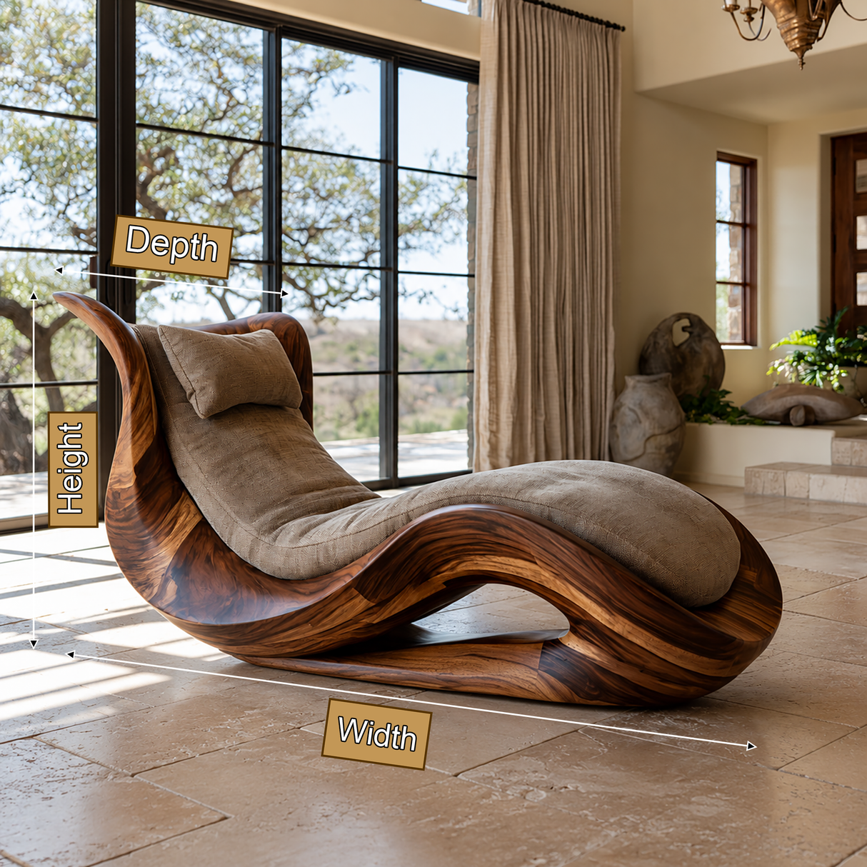 Caelith Handcrafted Solid Wood Chaise Lounge - Timberustic Chaise Lounge