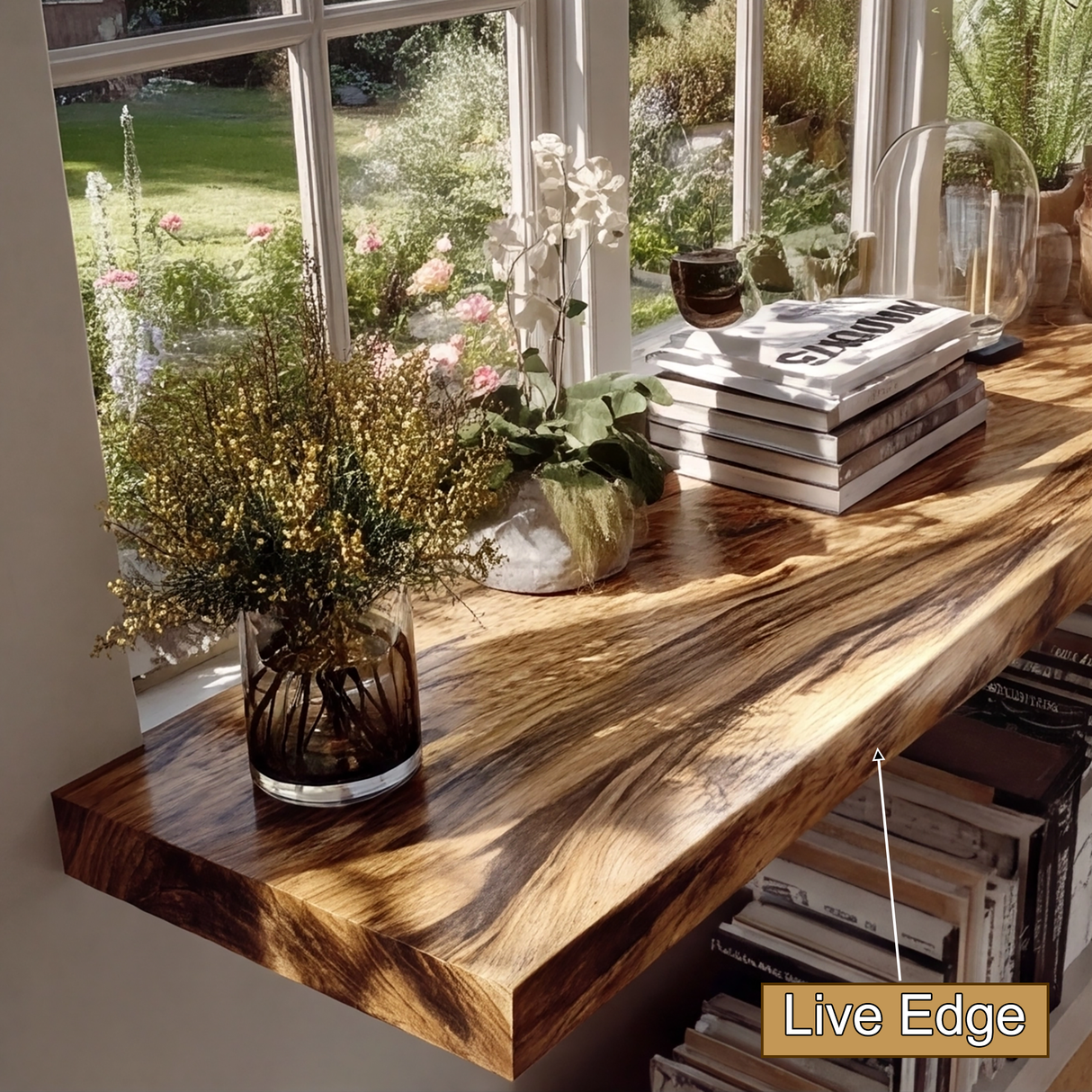 Caelith Live Edge Solid Wood Floating Shelf SPA126497 - Timberustic Floating Shelf
