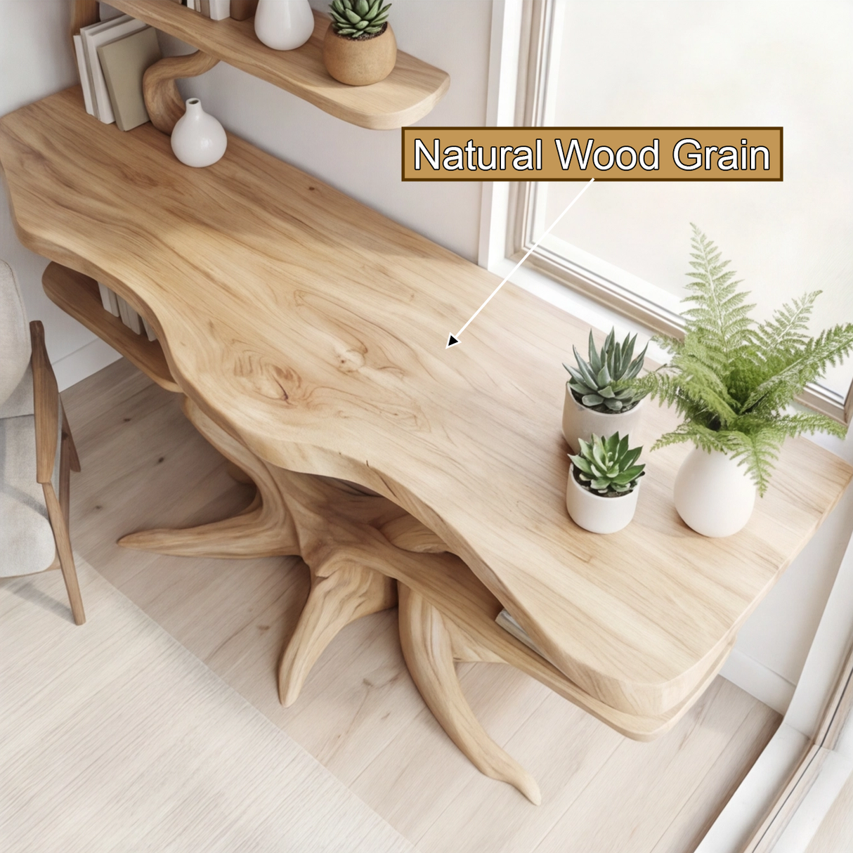 Caelith Sculpted Solid Wood Console Table with Shelves - Timberustic Console Table with Shelves