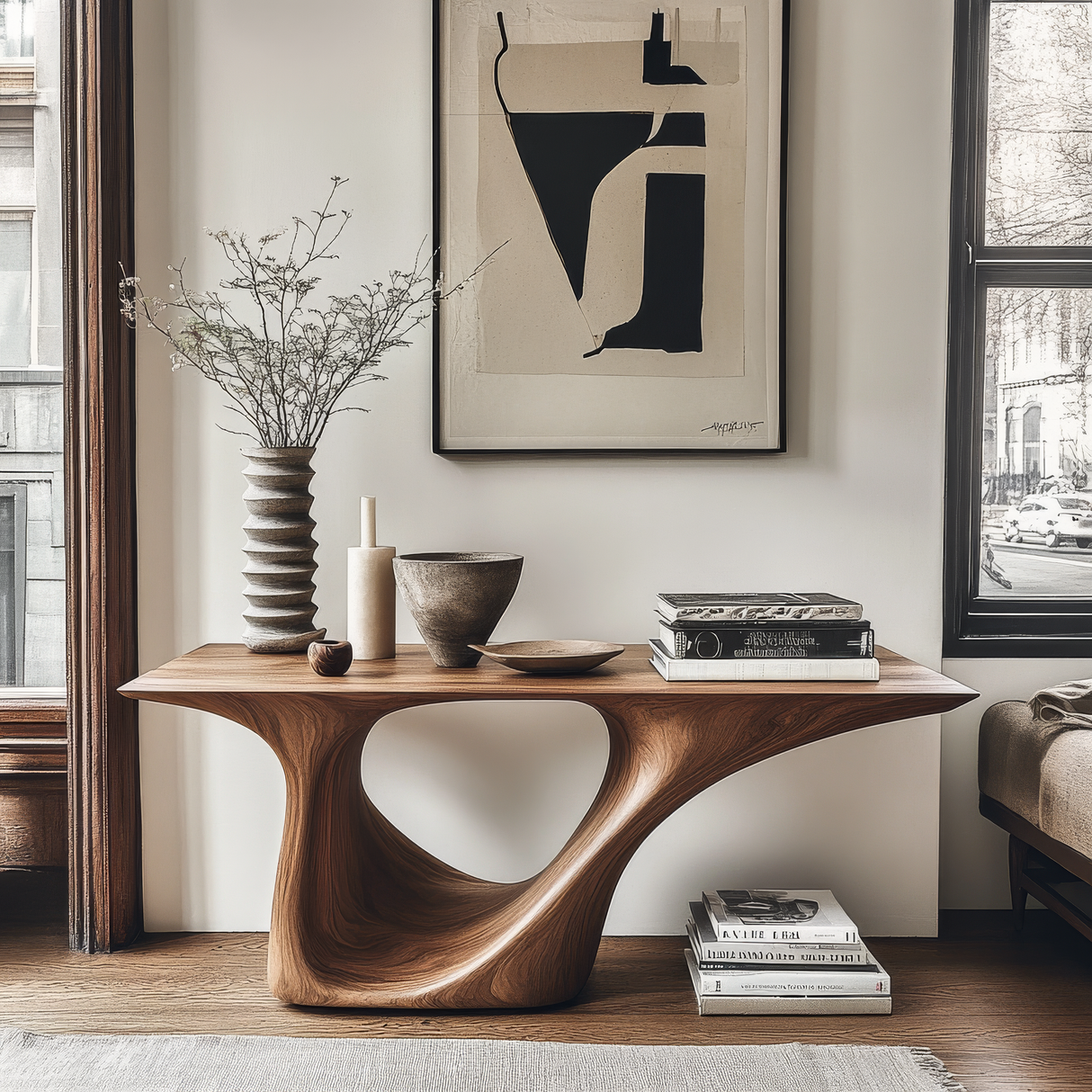 Caelithar Sculpted Solid Wood Console Table - Timberustic Console Table