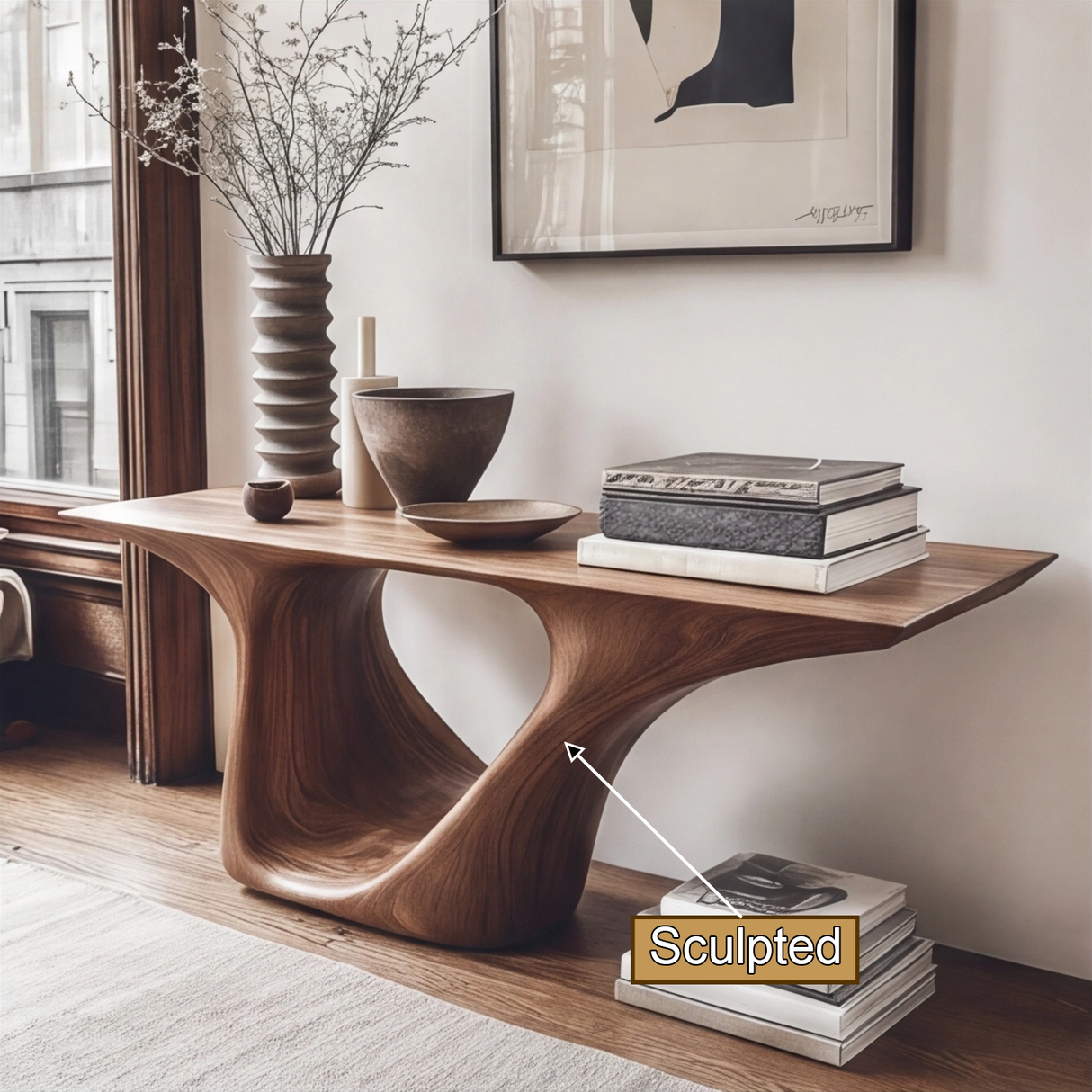 Caelithar Sculpted Solid Wood Console Table - Timberustic Console Table
