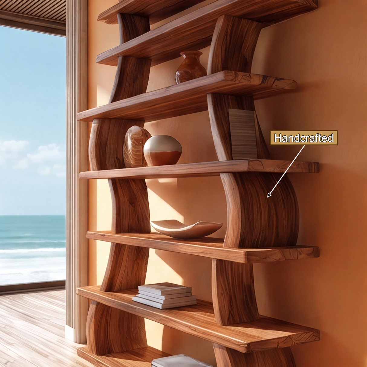 Caelmont Handcrafted Solid Wood Bookshelf SPA235793