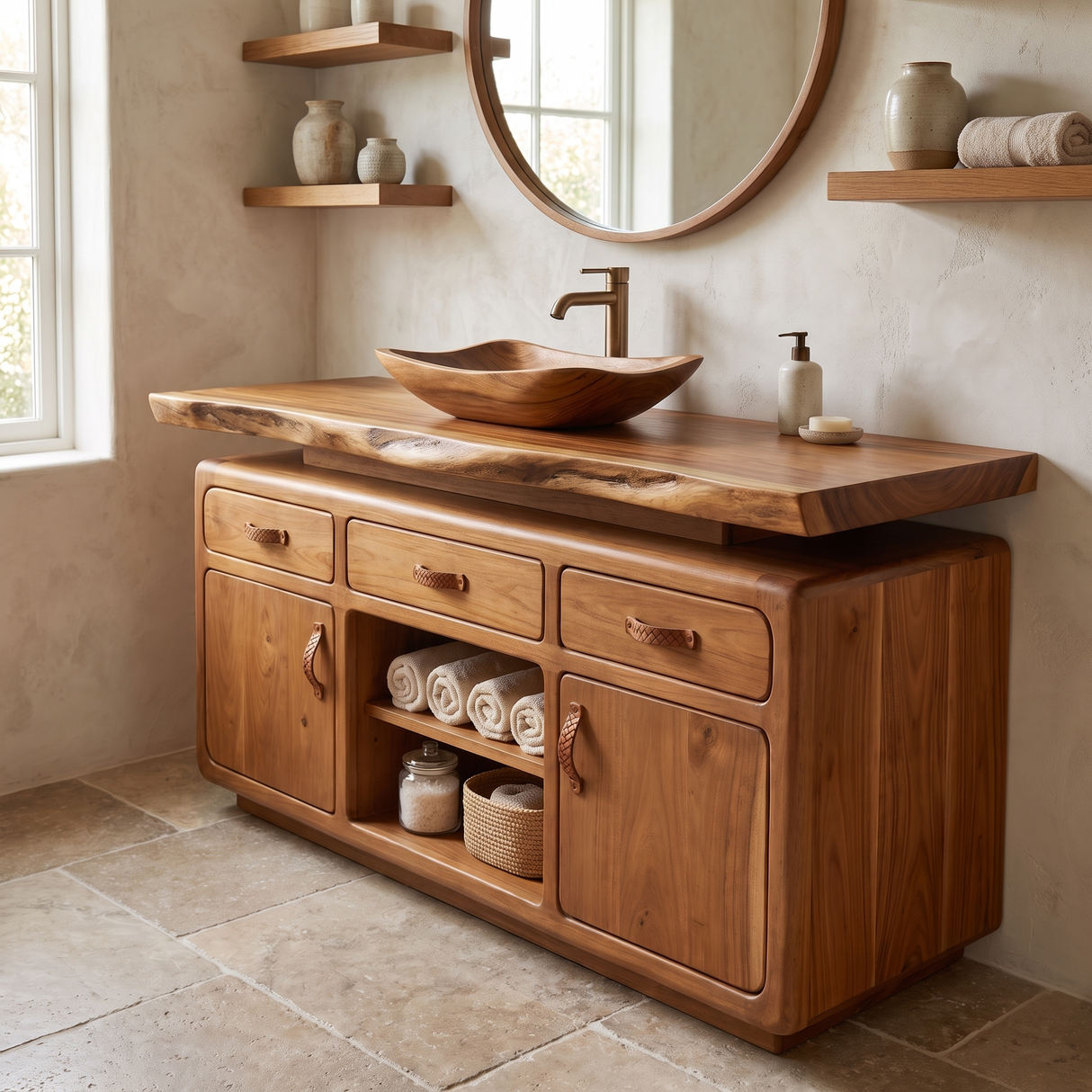 Caelmont Handcrafted Solid Wood Freestanding Bathroom Vanity with Drawers - Timberustic Freestanding Bathroom Vanity with Drawers