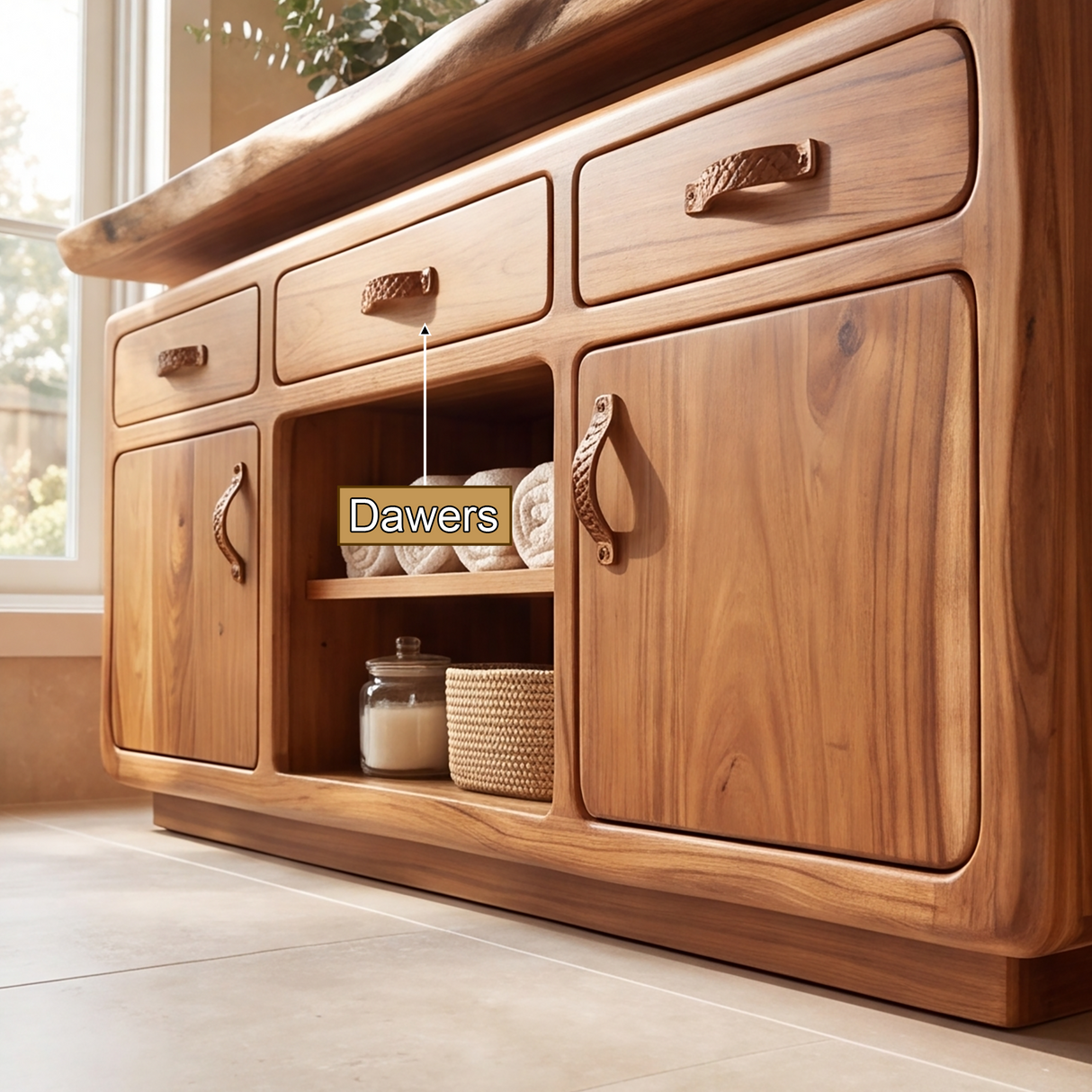 Caelmont Handcrafted Solid Wood Freestanding Bathroom Vanity with Drawers