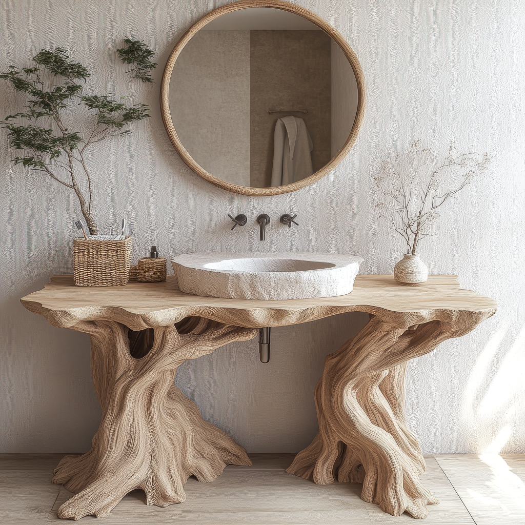 Caelric Rootform Solid Wood Freestanding Bathroom Vanity - Timberustic Freestanding Bathroom Vanity