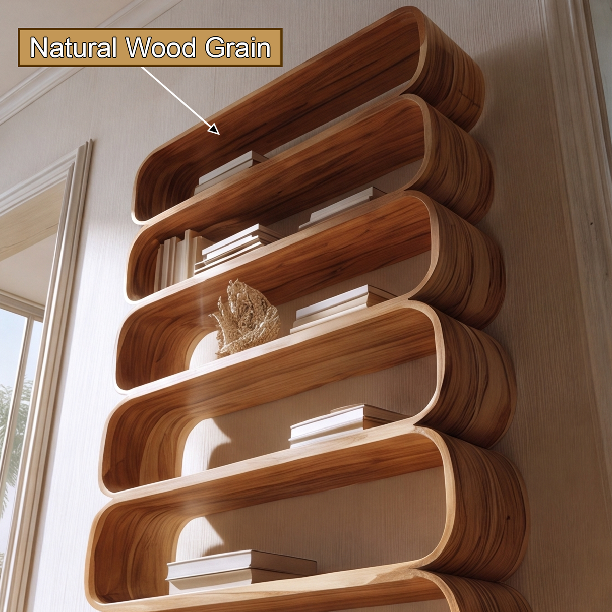 Caelric Sculpted Solid Wood Bookshelf - Timberustic Bookshelf