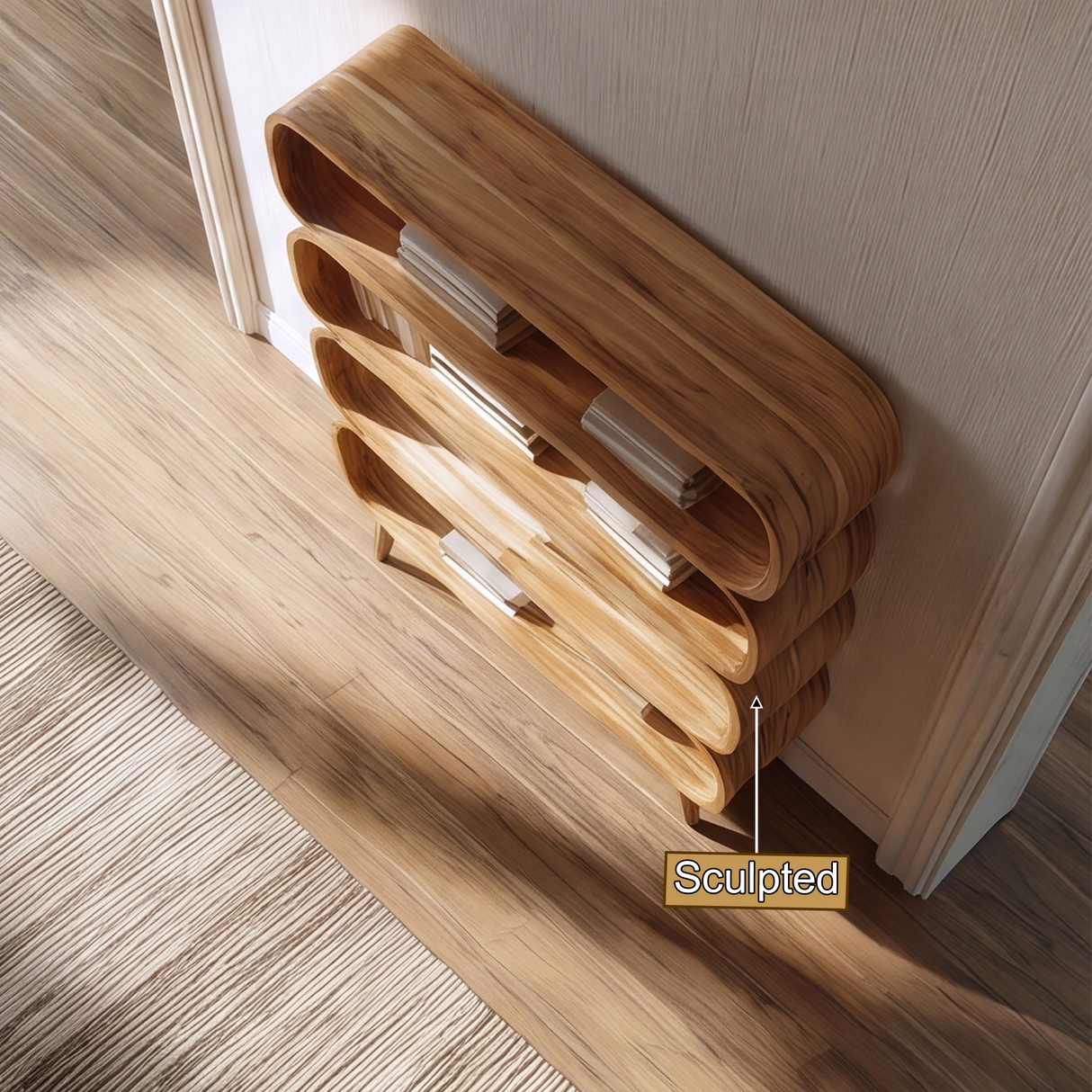 Caelric Sculpted Solid Wood Bookshelf - Timberustic Bookshelf