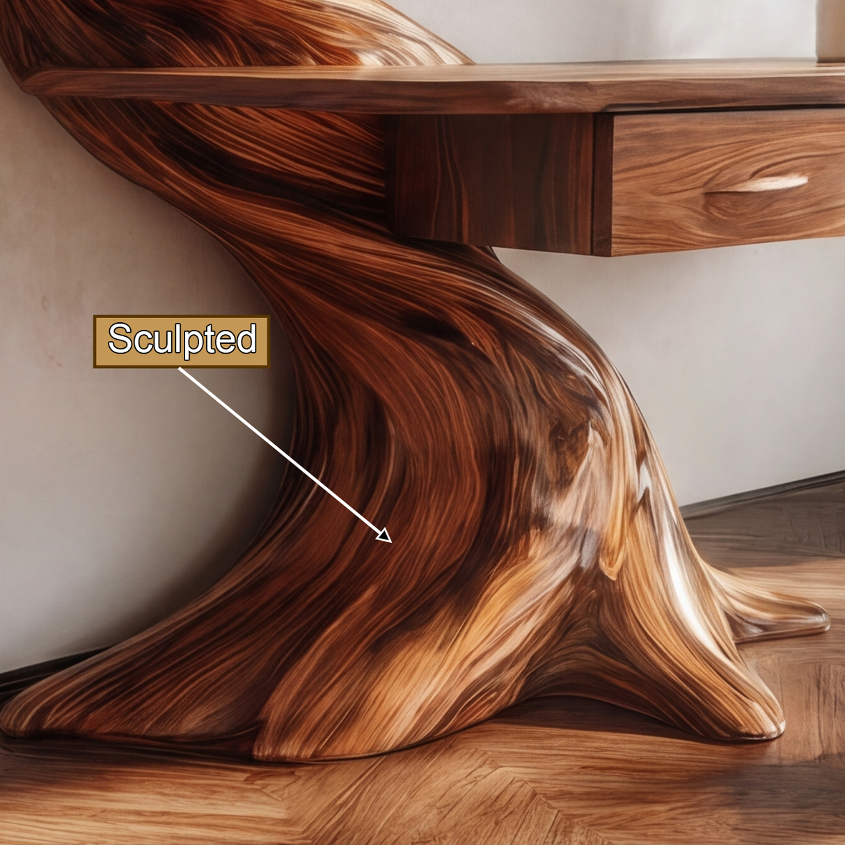 Caelrith Sculpted Solid Wood Tree Bookshelf with Drawers - Timberustic Tree Bookshelf