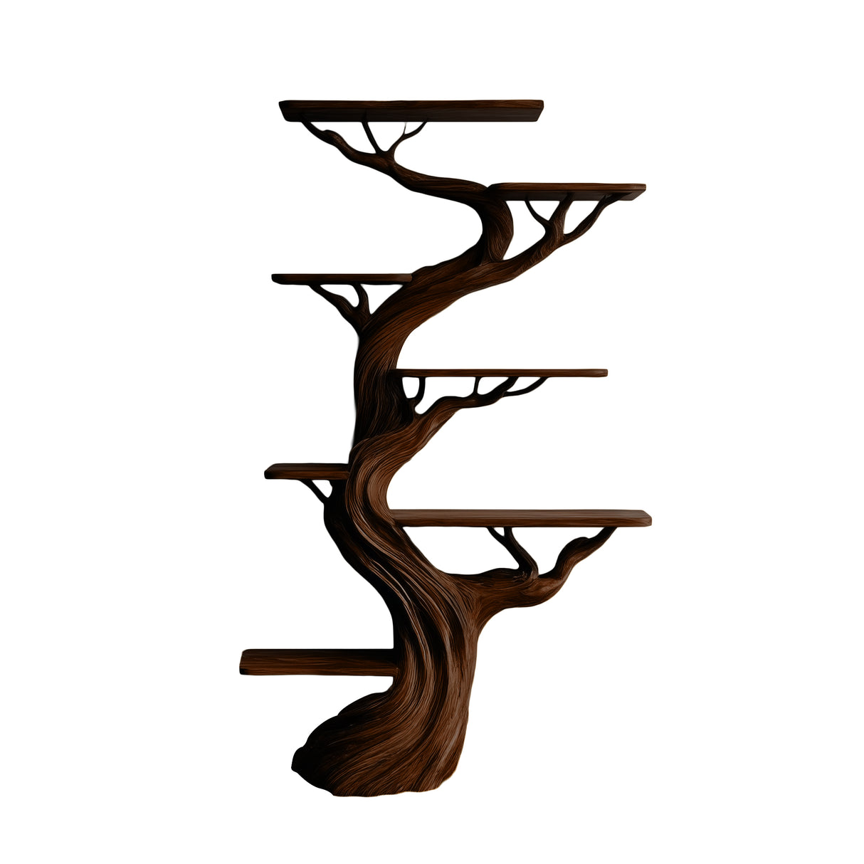 Caelthorn Handcrafted Solid Wood Tree Bookshelf