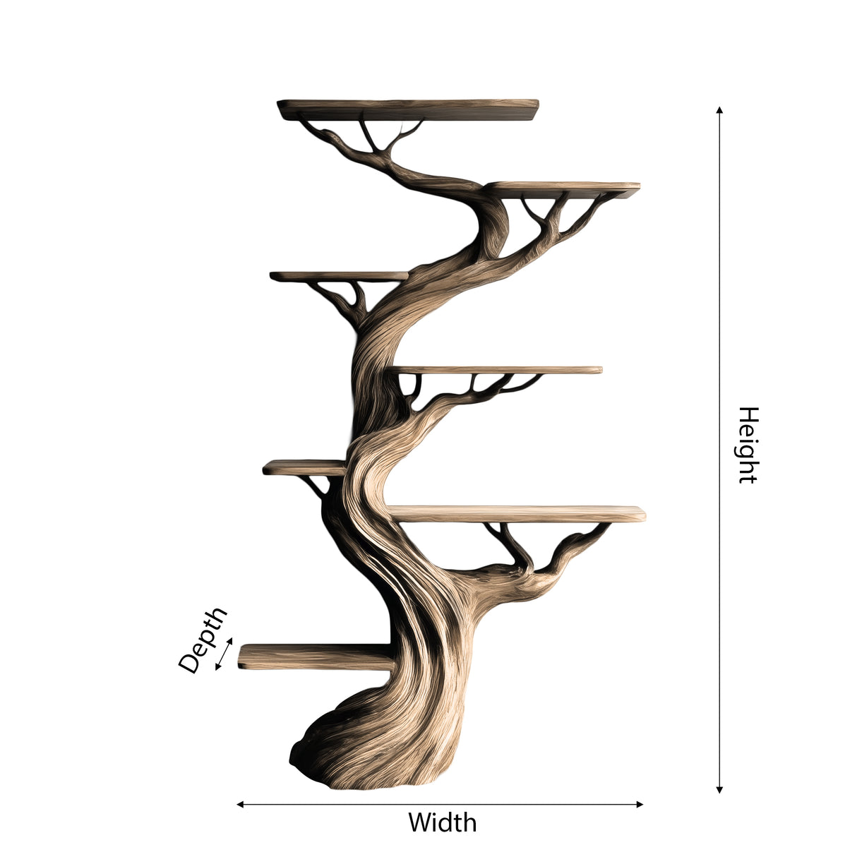 Caelthorn Handcrafted Solid Wood Tree Bookshelf