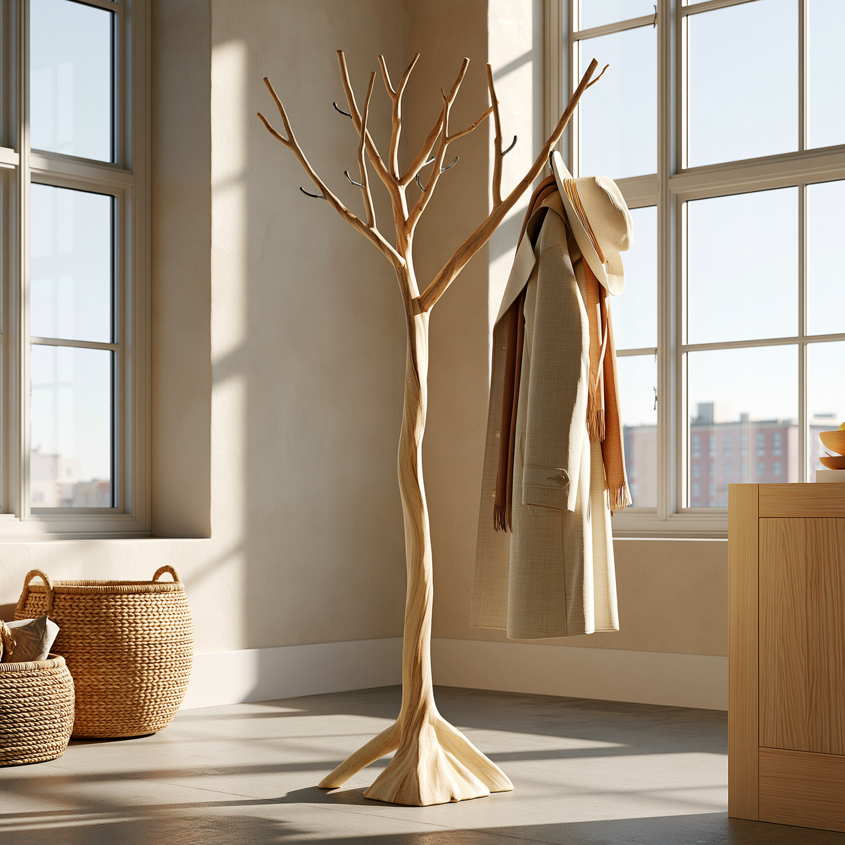 Caelthorn Sculpted Solid Wood Tree Coat Rack - Timberustic Tree Coat Rack