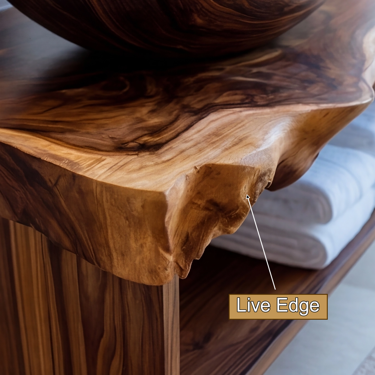 Caelum Live Edge Solid Wood Floating Bathroom Vanity with Open Storage - Timberustic Floating Bathroom Vanity with Open Storage