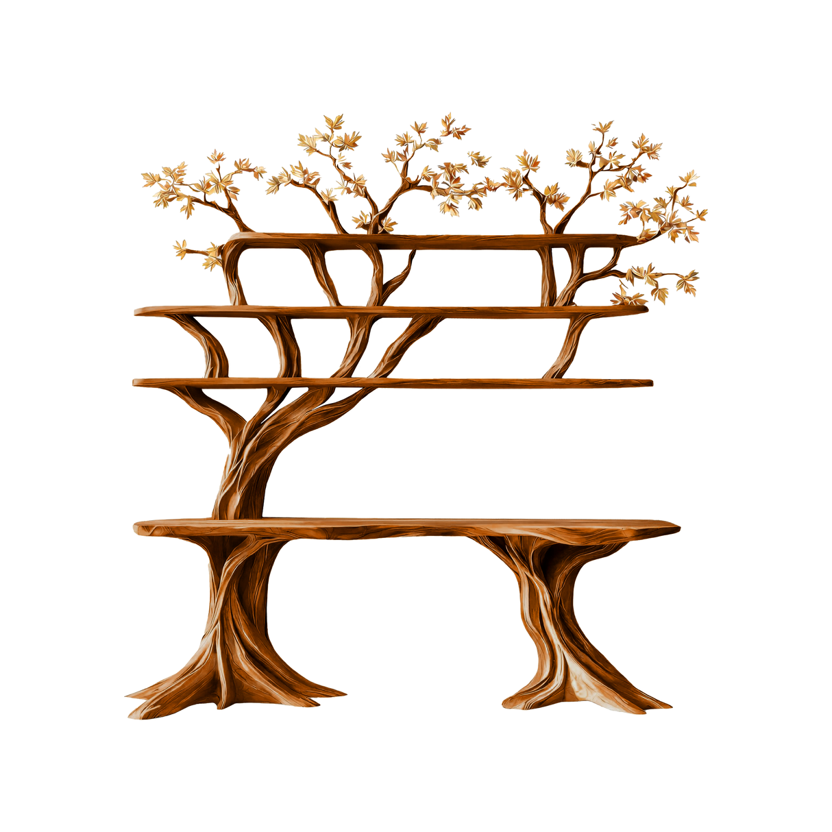Caelvorn Live Edge Solid Wood Console Table with Shelves Brown - Timberustic Console Table with Shelves