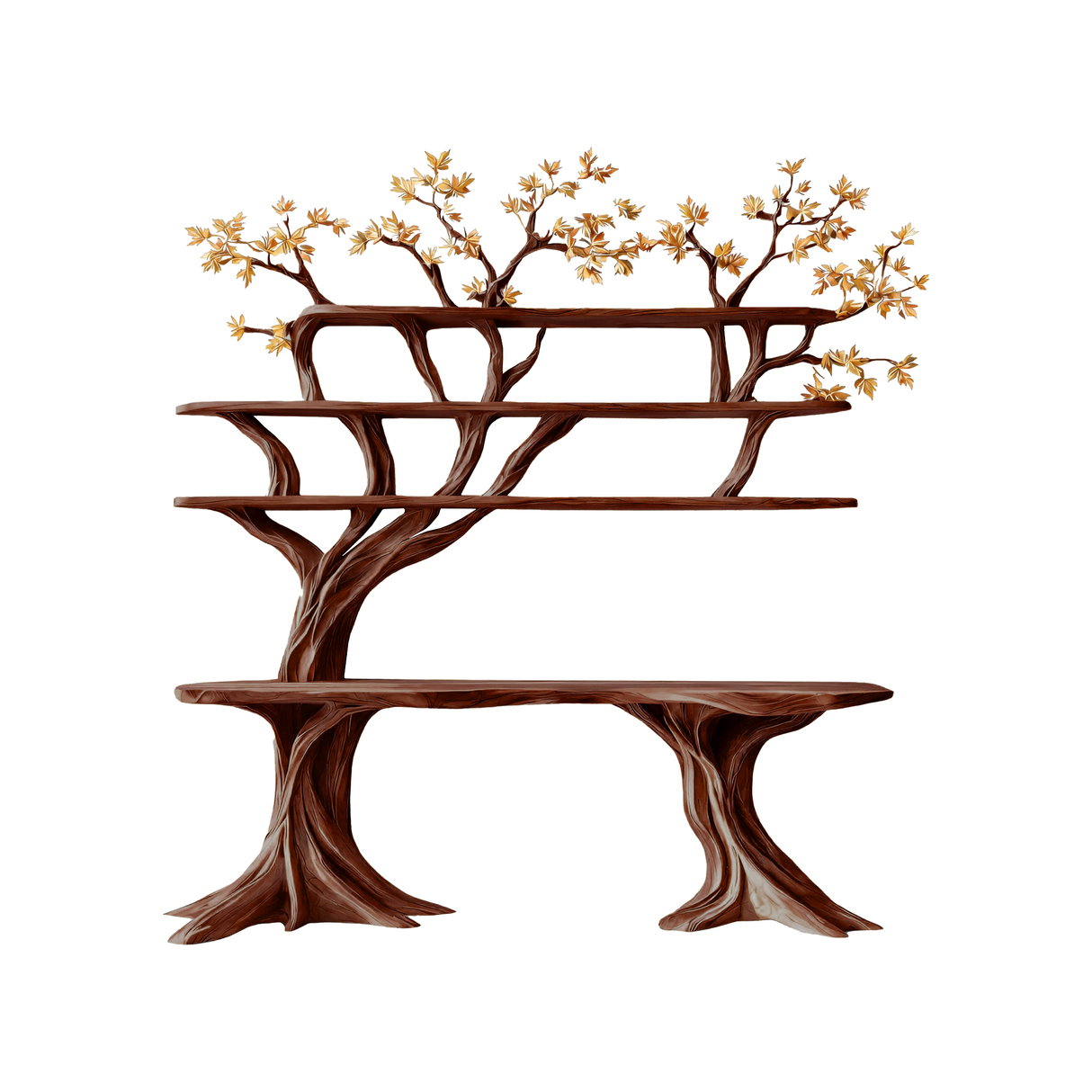 Caelvorn Live Edge Solid Wood Console Table with Shelves Dark Walnut - Timberustic Console Table with Shelves