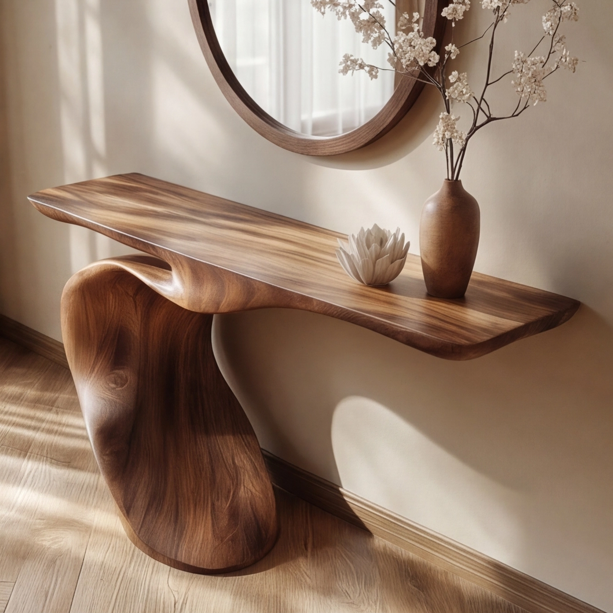 Caelvorn Sculpted Solid Wood Console Table - Timberustic Console Table