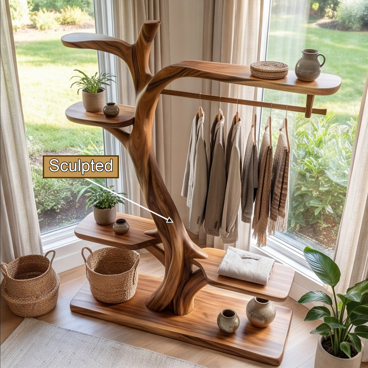 Caelvyr Handcrafted Solid Wood Entryway Organizer - Timberustic Entryway Organizer