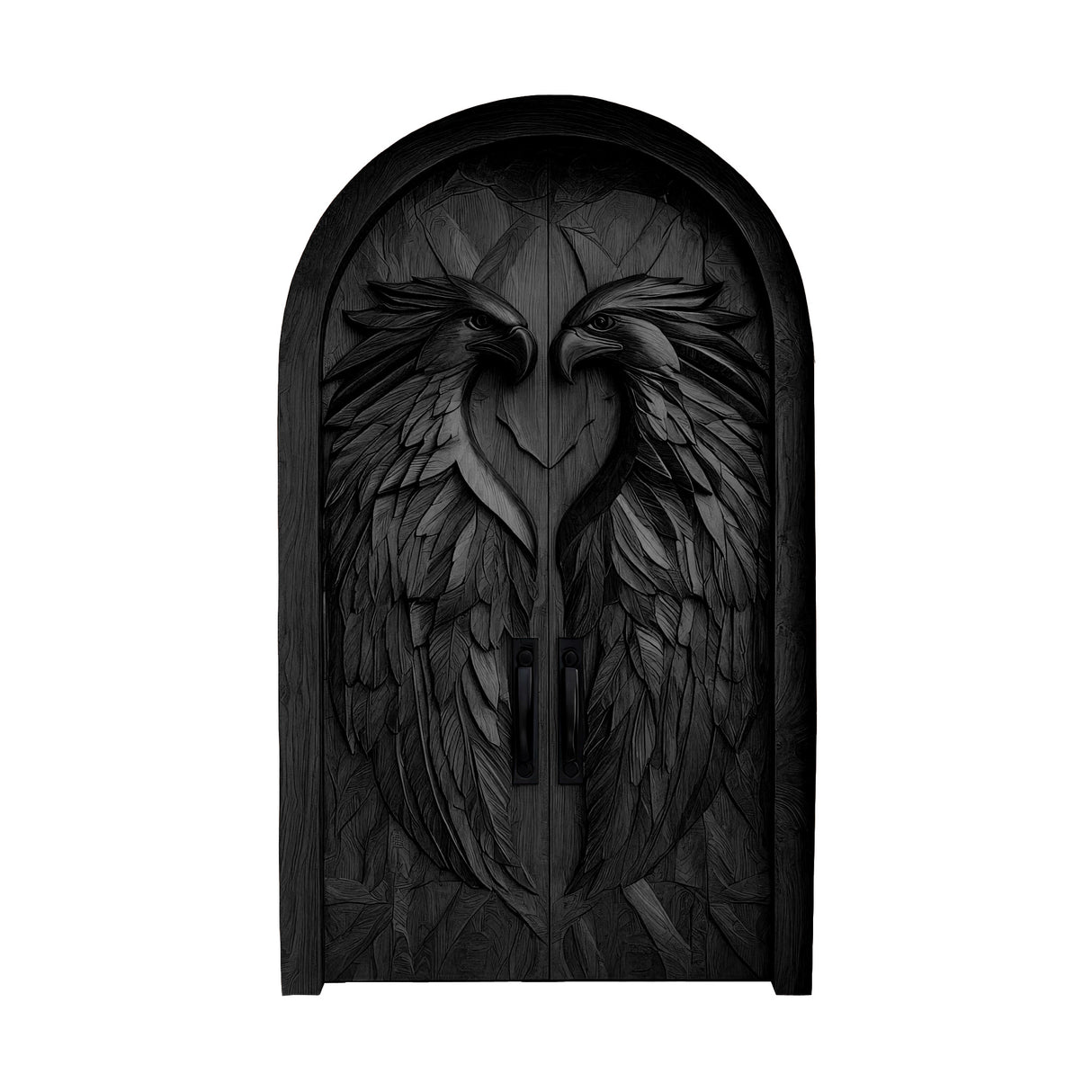 Caelvyr Sculpted Solid Wood Arched Double Doors Black - Timberustic Door