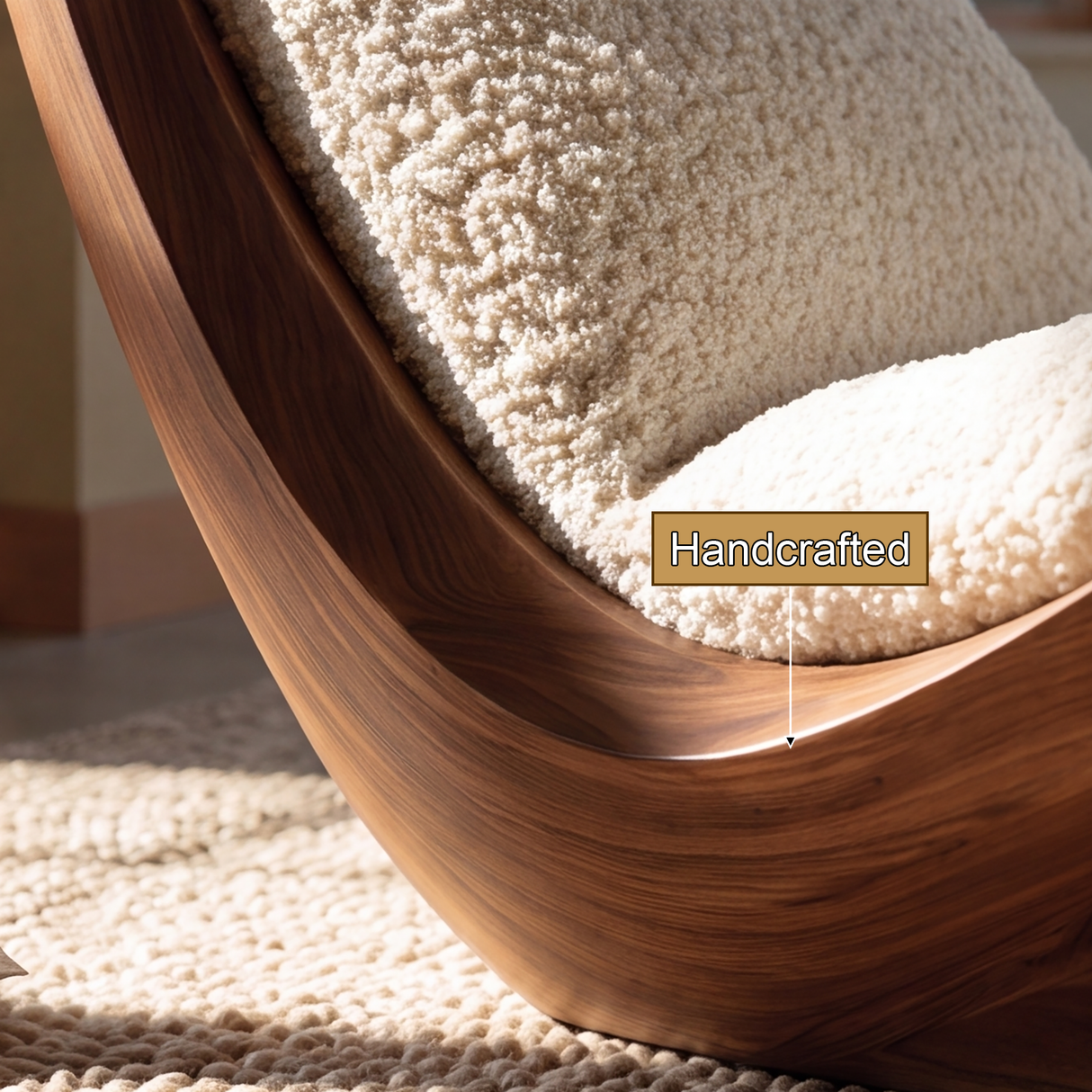 Caelwyn Handcrafted Sculpted Solid Wood Chaise Lounge