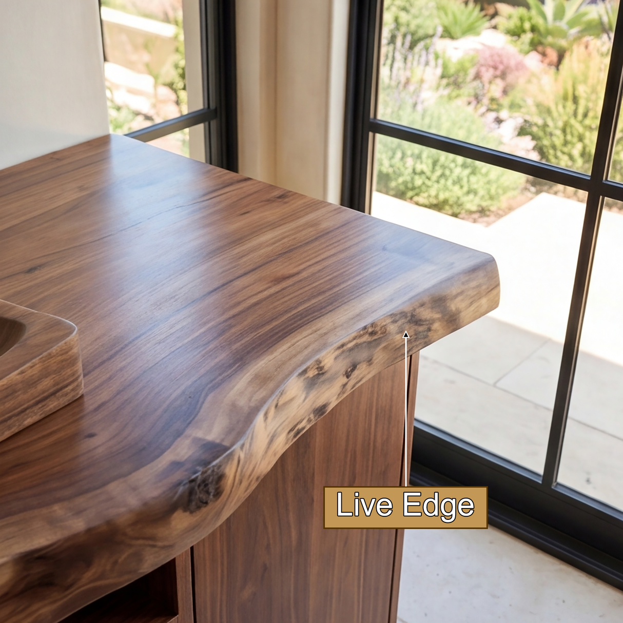 Caelwyn Live Edge Solid Wood Freestanding Bathroom Vanity with Drawers