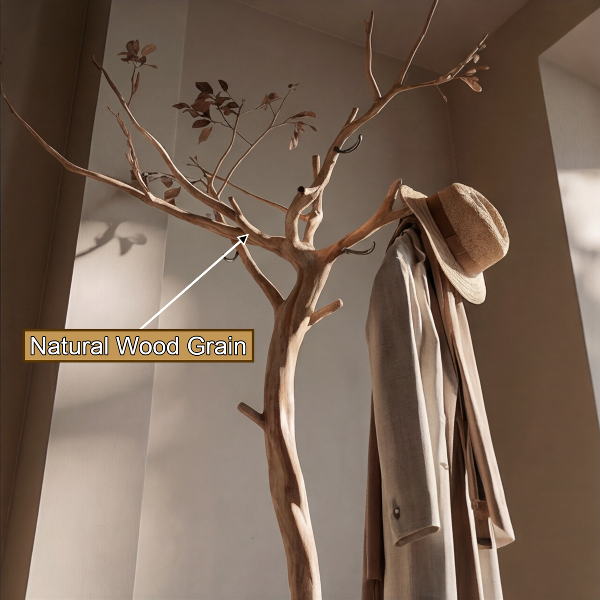 Caelwyn Sculpted Solid Wood Tree Coat Rack - Timberustic Tree Coat Rack