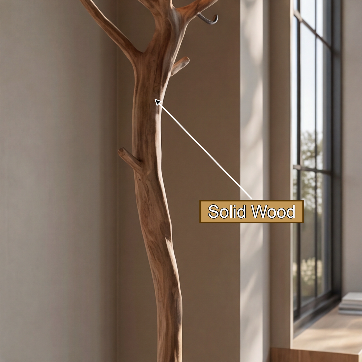 Caelwyn Sculpted Solid Wood Tree Coat Rack - Timberustic Tree Coat Rack