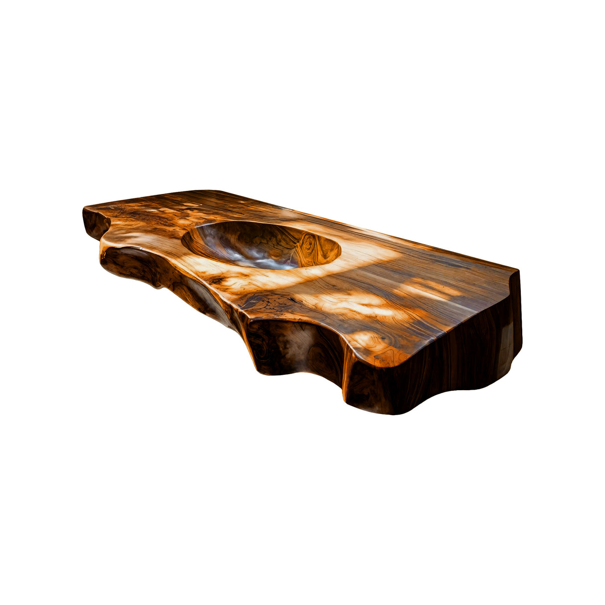 Caldera Live Edge Solid Wood Floating Bathroom Vanity with Integrated Sink Brown - Timberustic Floating Bathroom Vanity with Integrated Sink