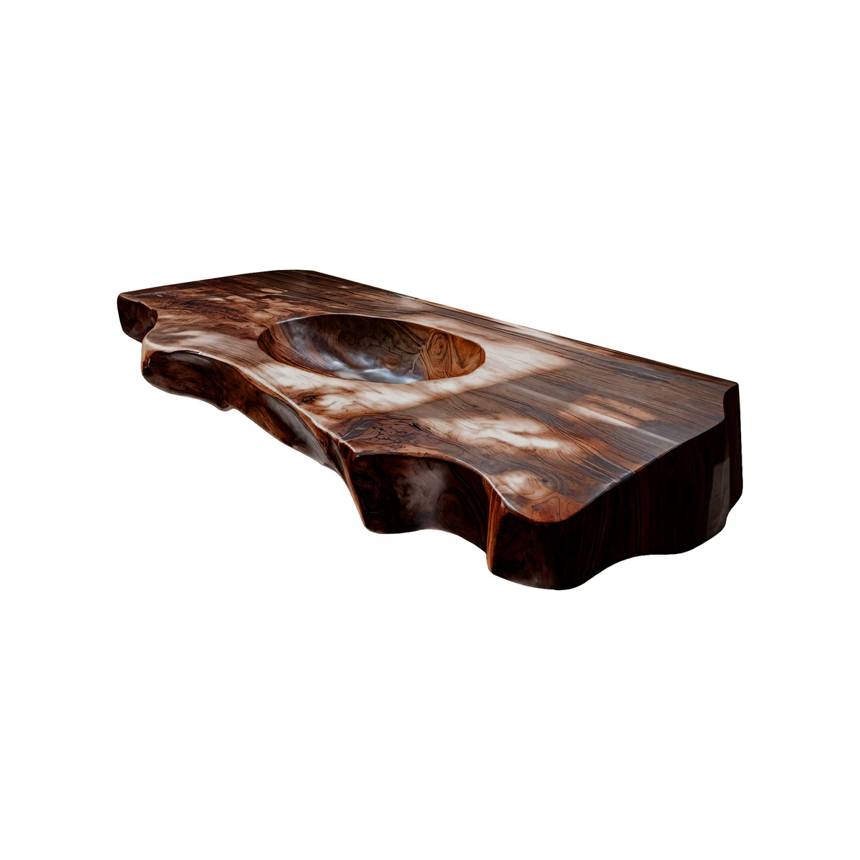 Caldera Live Edge Solid Wood Floating Bathroom Vanity with Integrated Sink Dark Walnut - Timberustic Floating Bathroom Vanity with Integrated Sink
