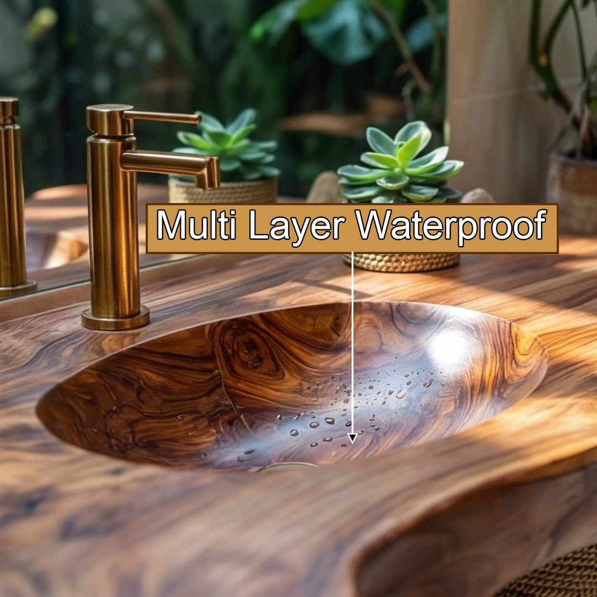 Caldera Live Edge Solid Wood Floating Bathroom Vanity with Integrated Sink - Timberustic Floating Bathroom Vanity with Integrated Sink