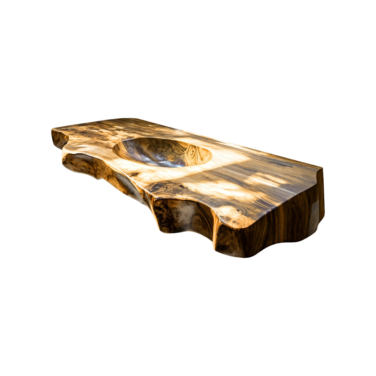 Caldera Live Edge Solid Wood Floating Bathroom Vanity with Integrated Sink Natural Oak - Timberustic Floating Bathroom Vanity with Integrated Sink