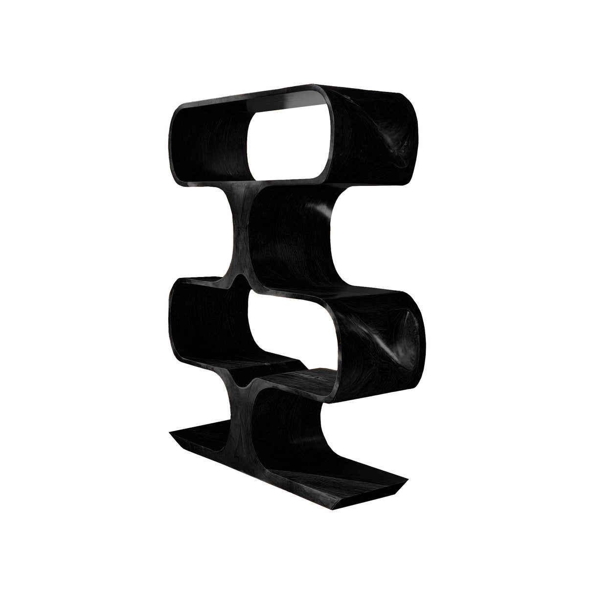 Caldera Sculpted Solid Wood Decorative Bookshelf Black - Timberustic Decorative Bookshelf