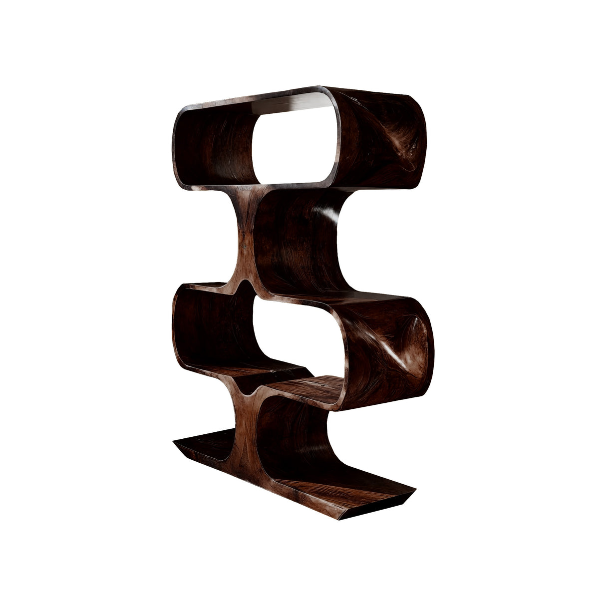 Caldera Sculpted Solid Wood Decorative Bookshelf Dark Walnut - Timberustic Decorative Bookshelf