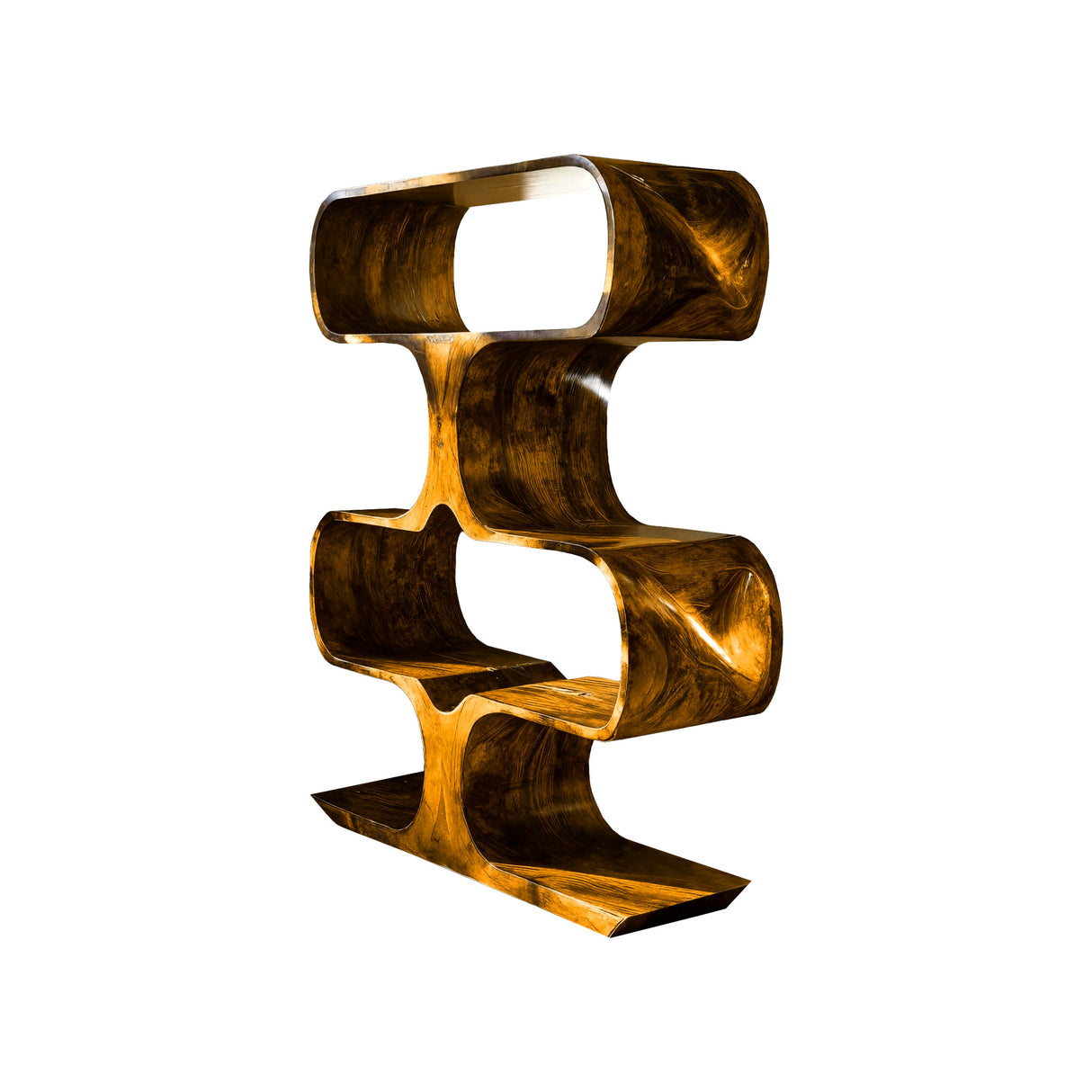 Caldera Sculpted Solid Wood Decorative Bookshelf Teak - Timberustic Decorative Bookshelf