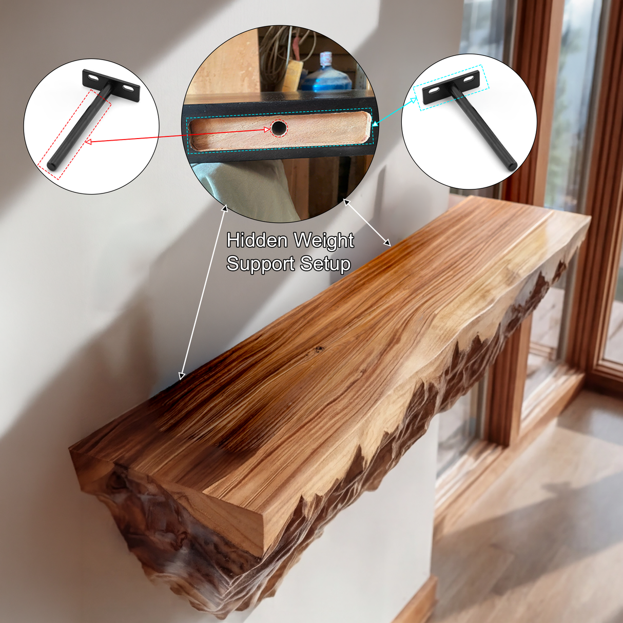 Caldorin Sculpted Solid Wood Mountain Floating Shelf SPA583363 - Timberustic Floating Shelf
