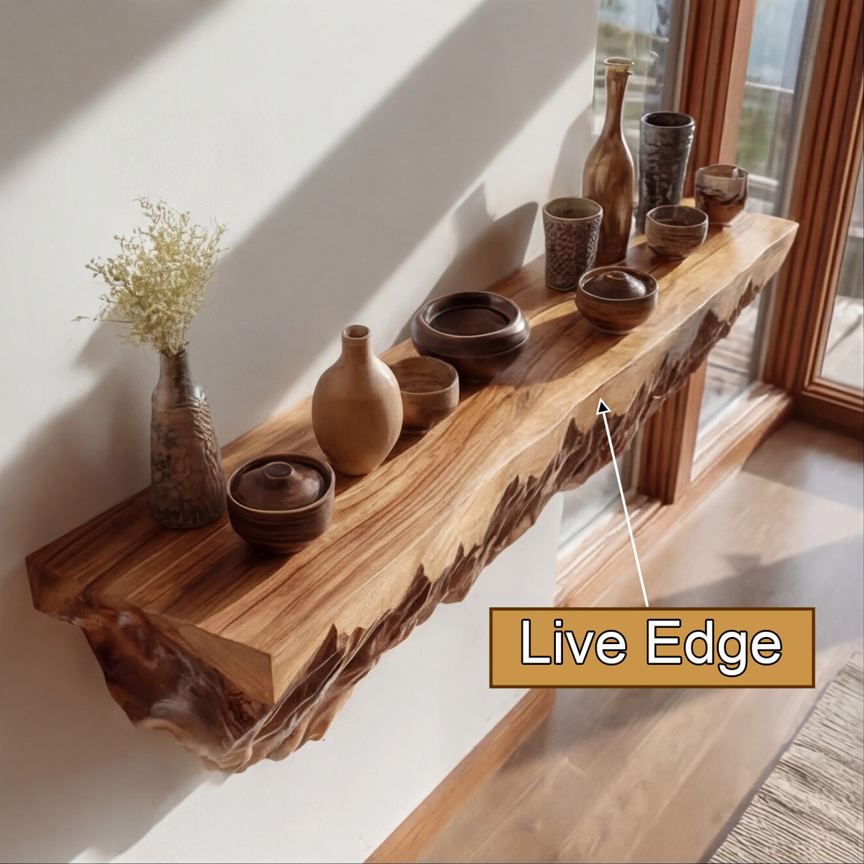 Caldorin Sculpted Solid Wood Mountain Floating Shelf SPA583363 - Timberustic Floating Shelf