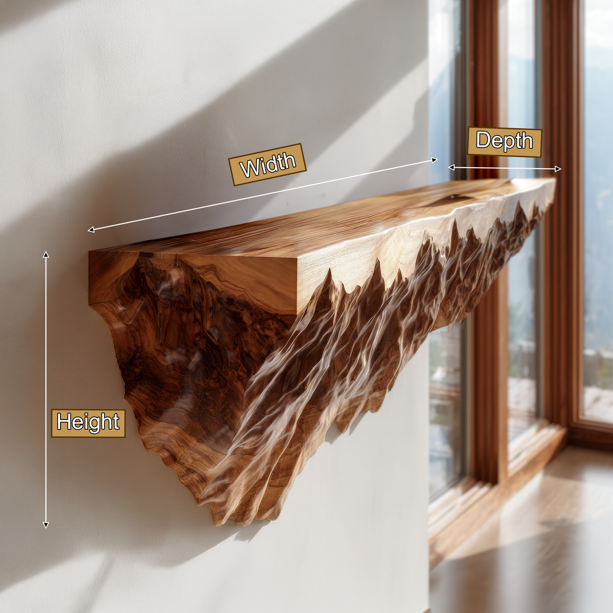 Caldorin Sculpted Solid Wood Mountain Floating Shelf SPA583363 - Timberustic Floating Shelf