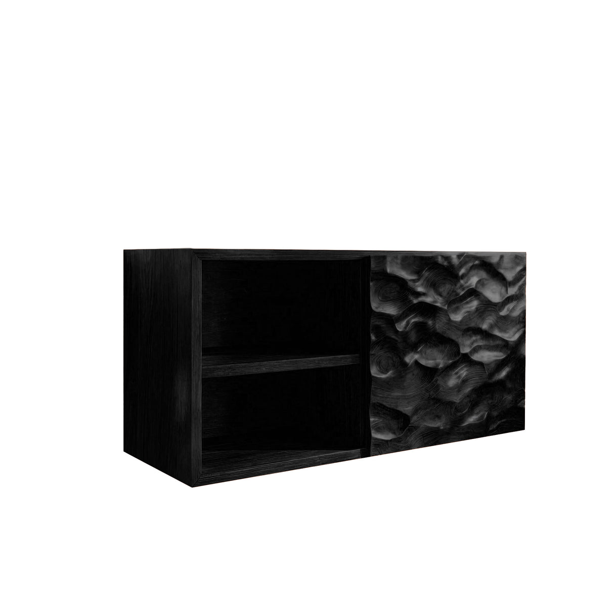 Caldrin Wave Solid Wood Floating Bathroom Cabinet Black - Timberustic Floating Bathroom Cabinet