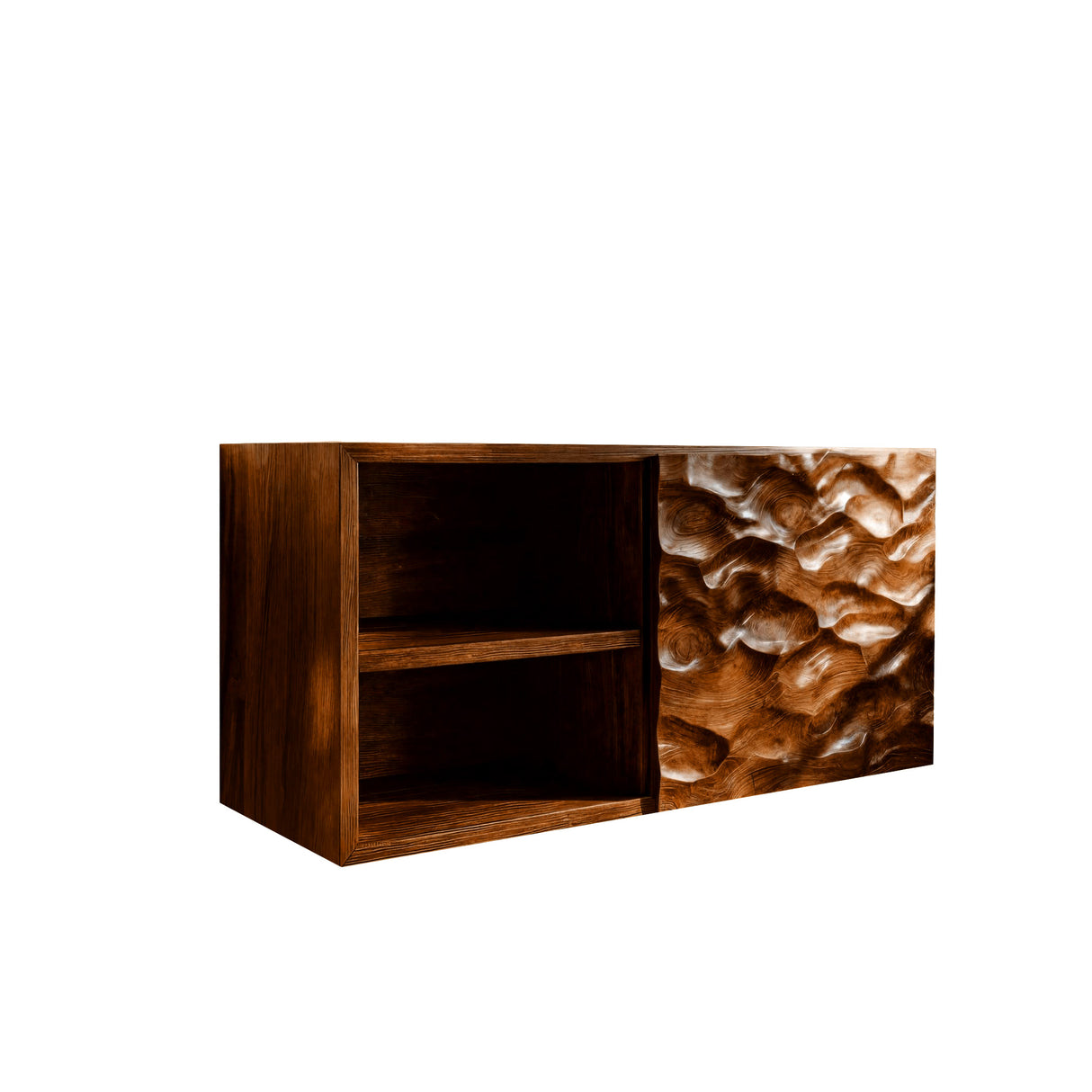 Caldrin Wave Solid Wood Floating Bathroom Cabinet Brown - Timberustic Floating Bathroom Cabinet