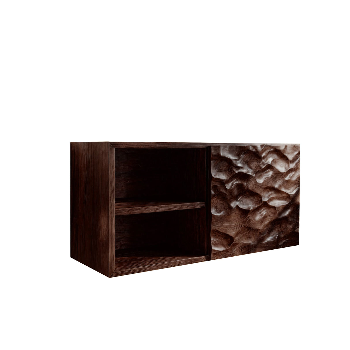 Caldrin Wave Solid Wood Floating Bathroom Cabinet Dark Walnut - Timberustic Floating Bathroom Cabinet