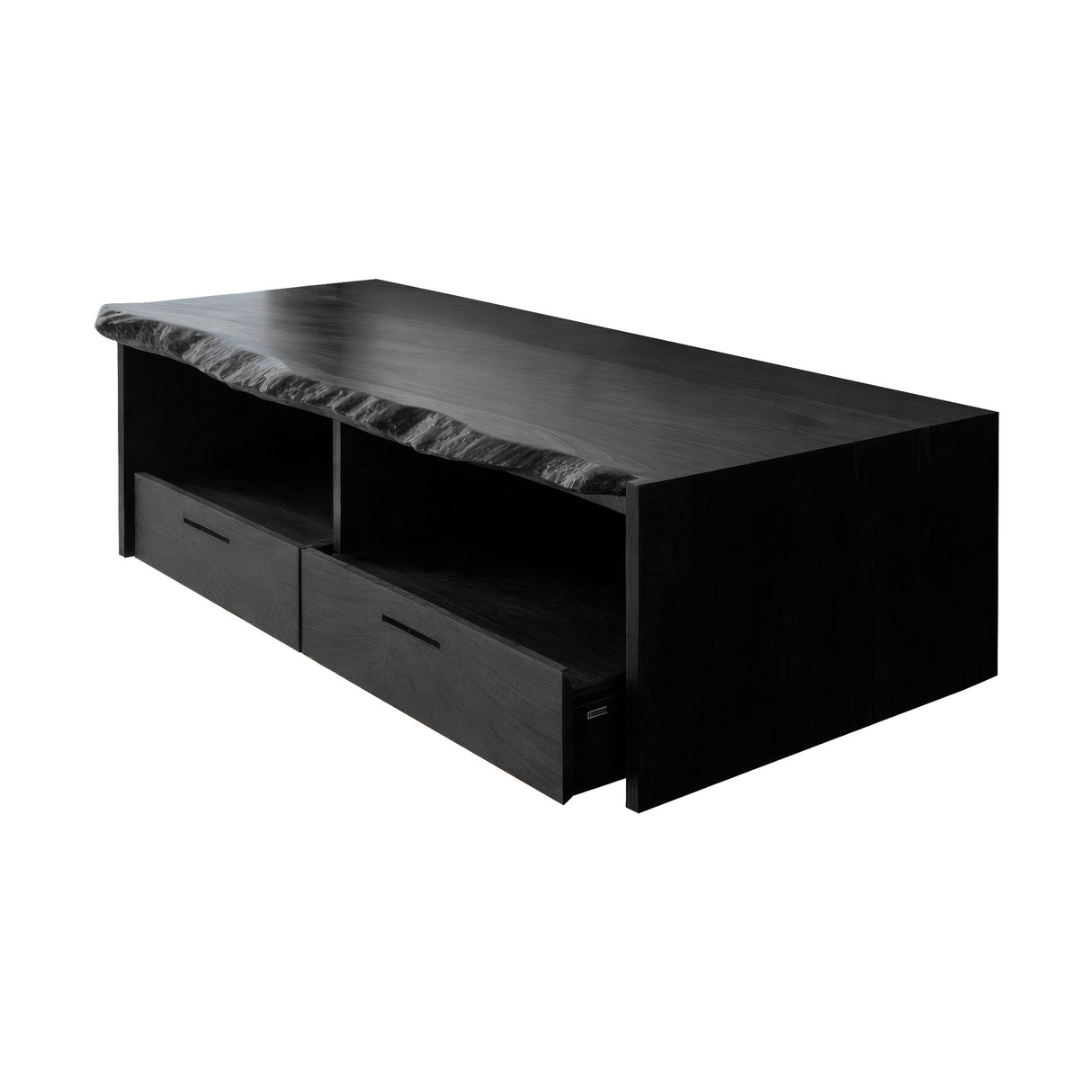 Caldris Live Edge Solid Wood Floating Bathroom Vanity with Drawers Black - Timberustic Floating Bathroom Vanity With Drawers