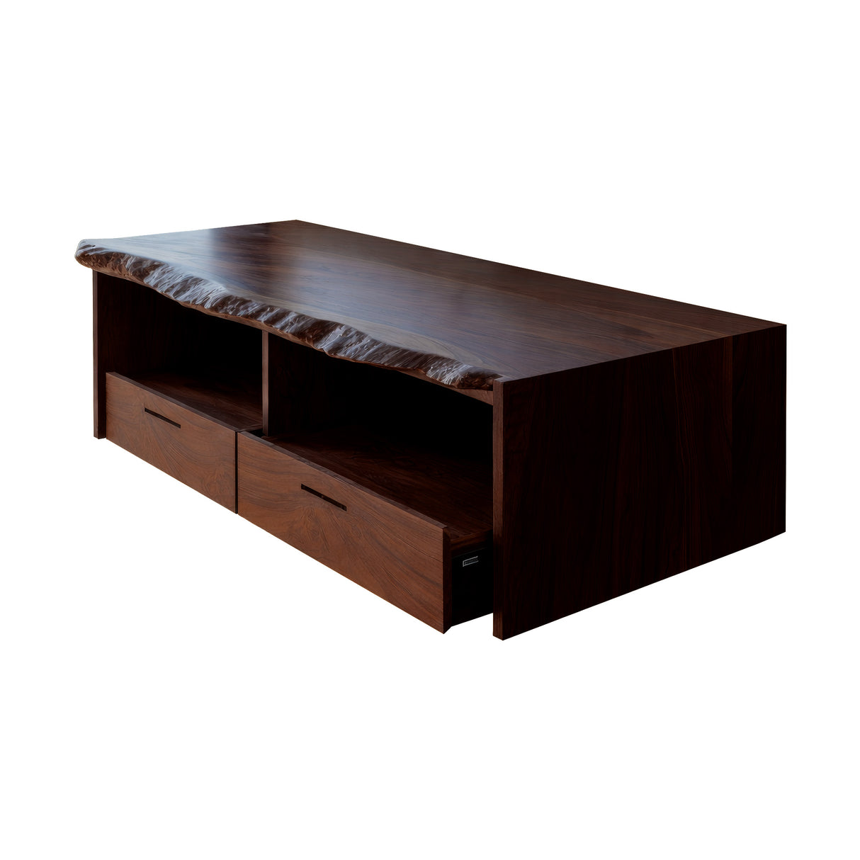 Caldris Live Edge Solid Wood Floating Bathroom Vanity with Drawers Dark Walnut - Timberustic Floating Bathroom Vanity With Drawers