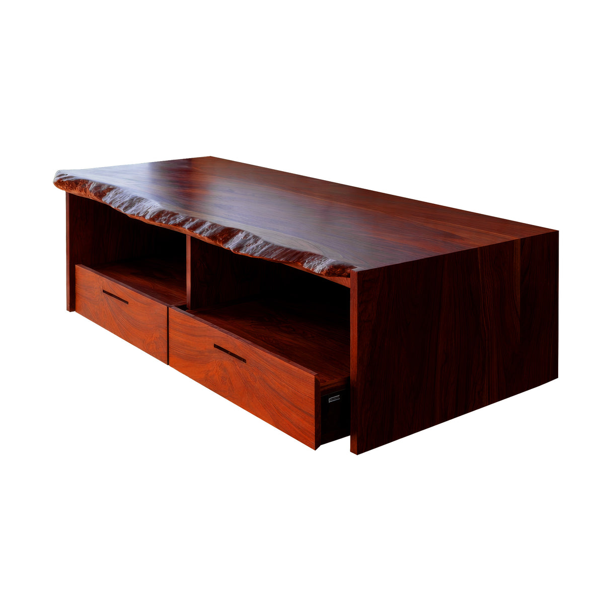 Caldris Live Edge Solid Wood Floating Bathroom Vanity with Drawers Mahogany - Timberustic Floating Bathroom Vanity With Drawers