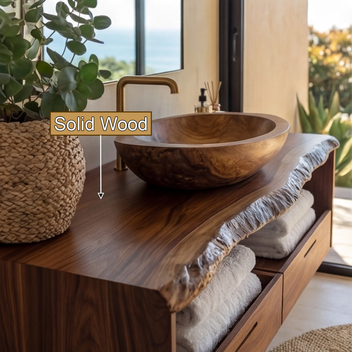 Caldris Live Edge Solid Wood Floating Bathroom Vanity with Drawers - Timberustic Floating Bathroom Vanity With Drawers