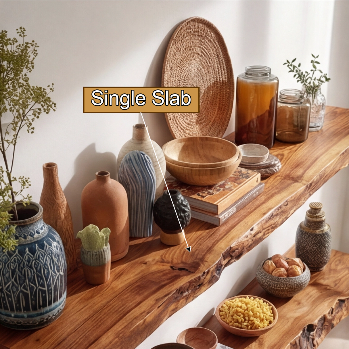 Caldris Live Edge Solid Wood Floating Shelf SPA285438 - Timberustic Floating Shelf