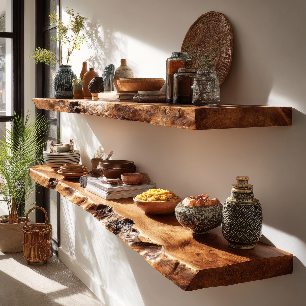 Caldris Live Edge Solid Wood Floating Shelf SPA285438 - Timberustic Floating Shelf