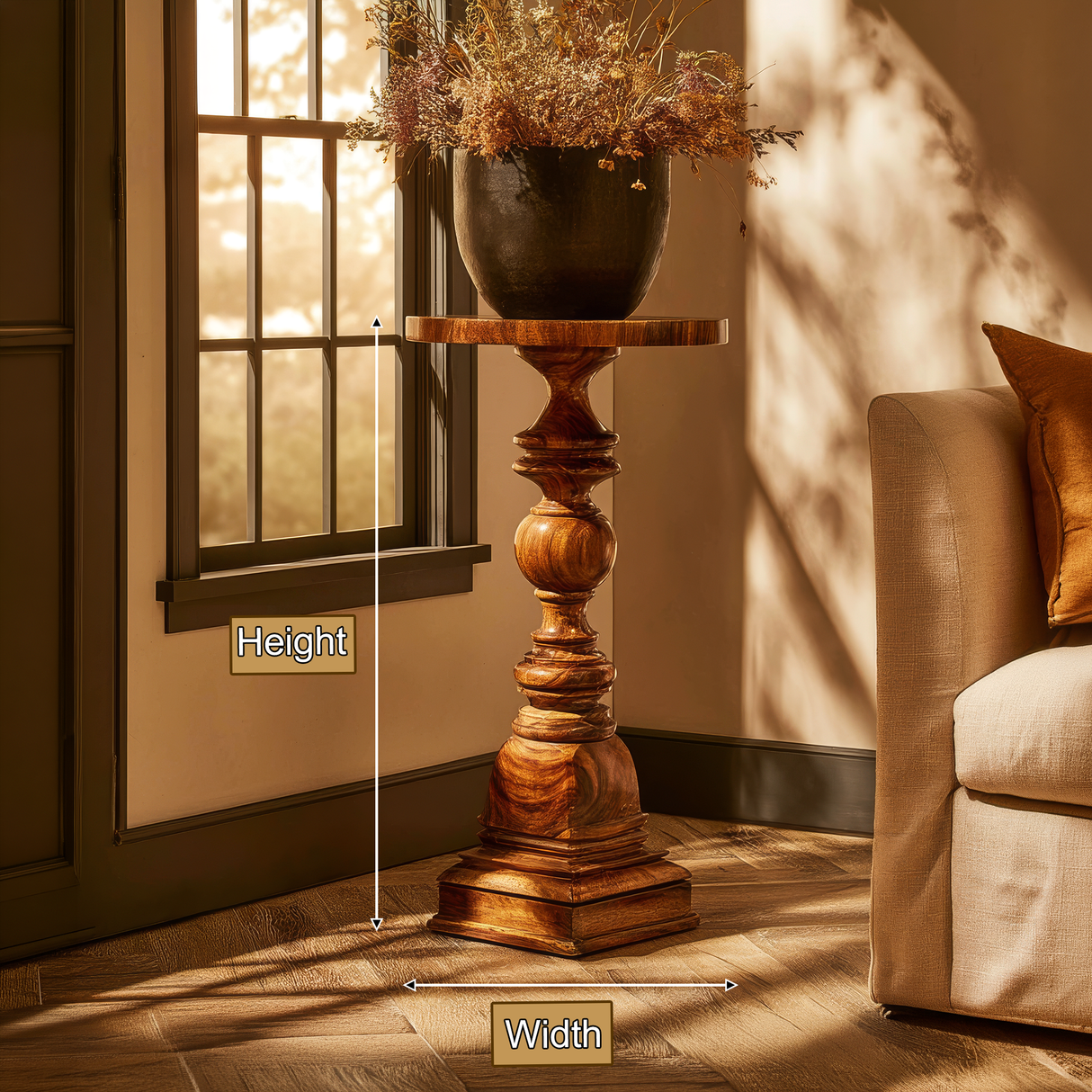 Caldris Solid Wood Pedestal Stand - Timberustic Pedestal Stand